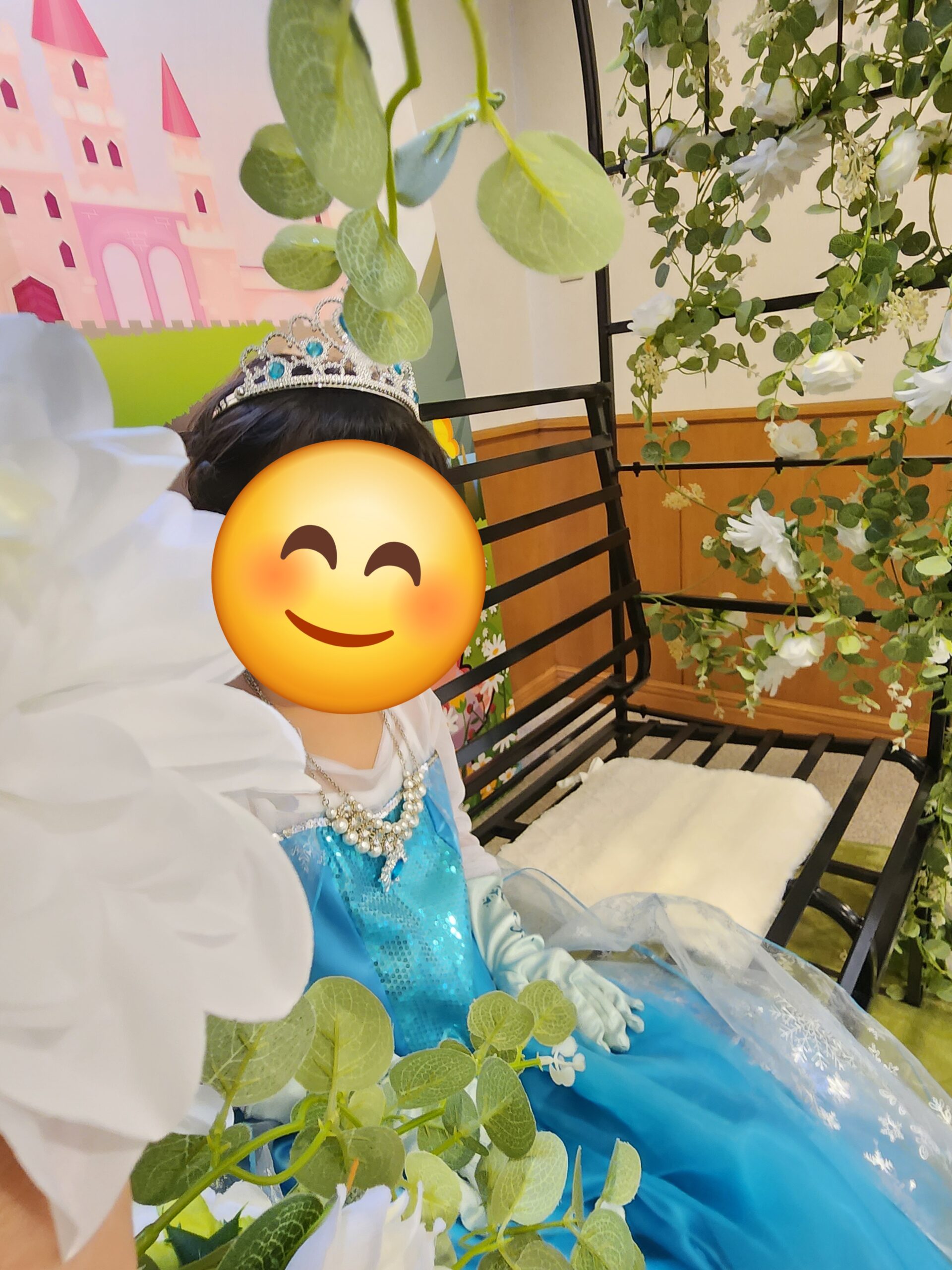 お花のブランコに座ってパチリ