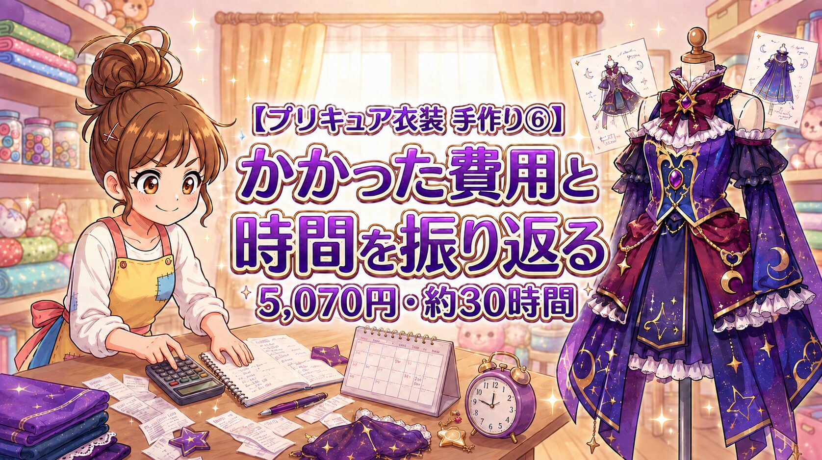 【プリキュア衣装 手作り⑥】かかった費用と時間を振り返る 5,070円・約30時間